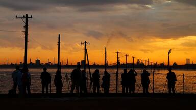 Egawa coast during sunset in Kisarazu, Chiba