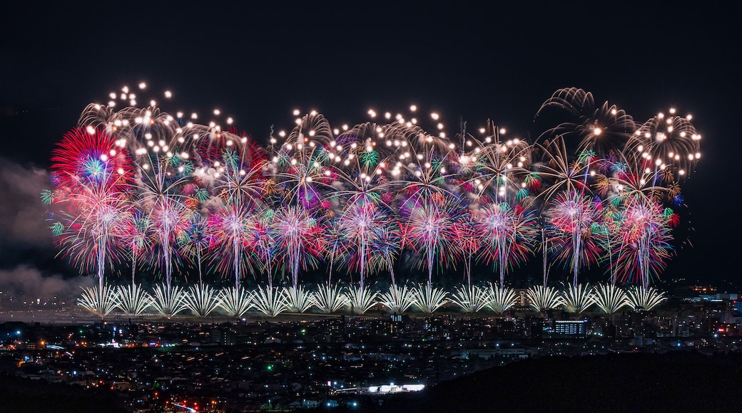 Beautiful fireworks at Nagaoka Fireworks Festival.