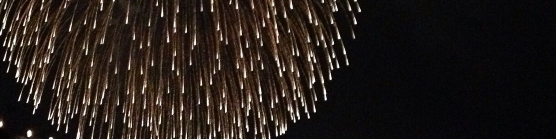 Un cielo notturno illuminato da un grande spettacolo pirotecnico circolare.