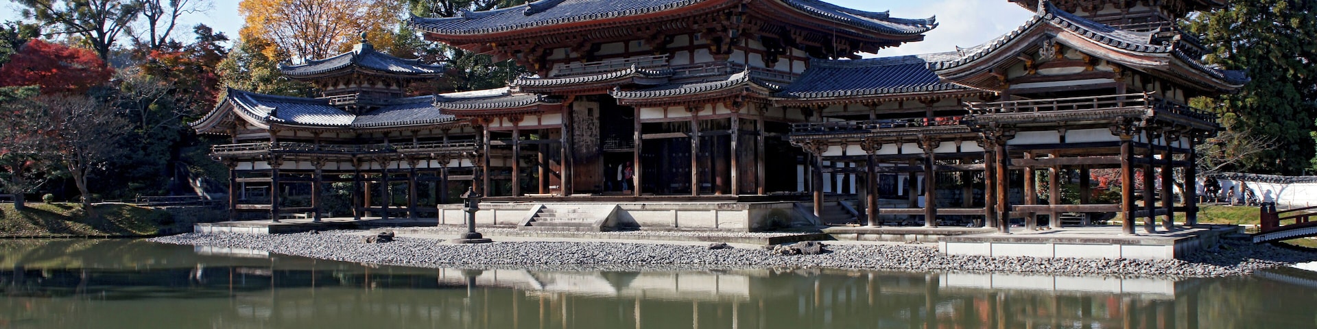 Byōdō-in's Phoenix Hall is a Japan's National Treasure in Uji, Kyoto prefecture, Japan. It was built in 1153. Byōdō-in was registered as part of the UNESCO World Heritage Site "Historic monuments of ancient Kyoto".