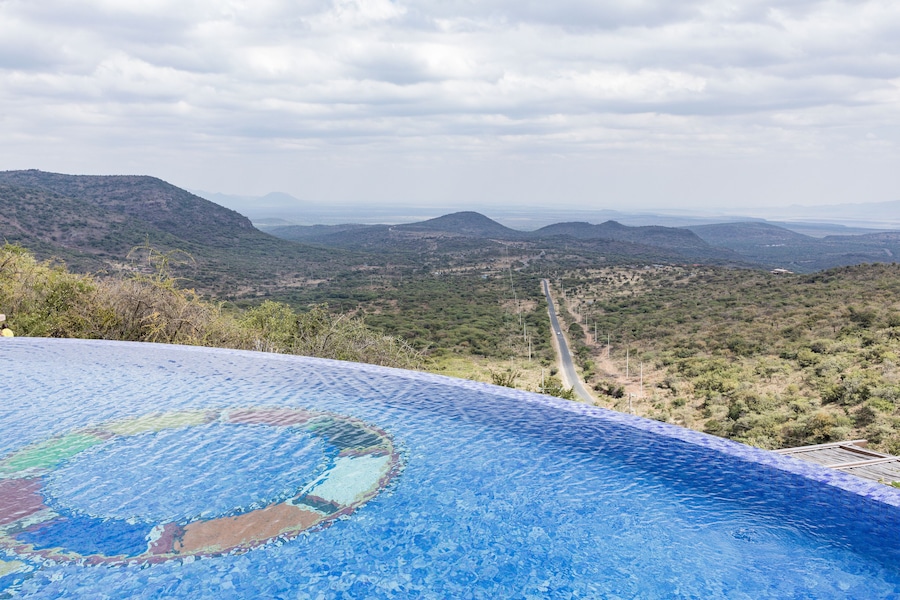 Swimming pool over the Magadi Highway Road in the middle of the forest Ol Talet Cottages off magadi road below olepolos country club, Kiserian Great rift valley Kajiado County Kenya East AFrica