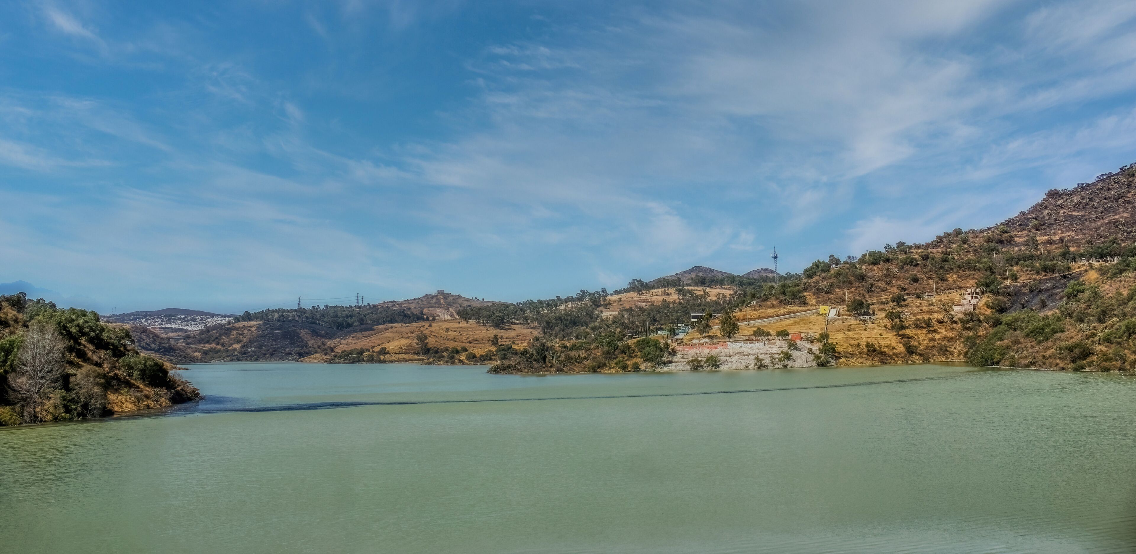 The Atizapán de Zaragoza Madin reservoir an enlarged lake behind a dam in State of Mexico, Mexico.