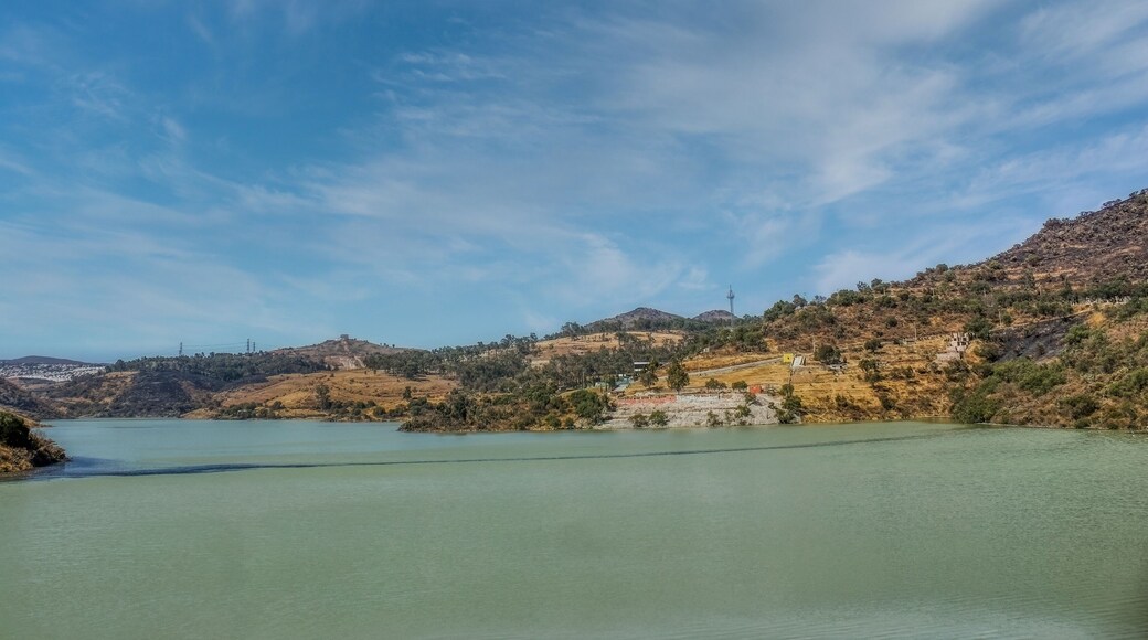 The Atizapán de Zaragoza Madin reservoir an enlarged lake behind a dam in State of Mexico, Mexico.