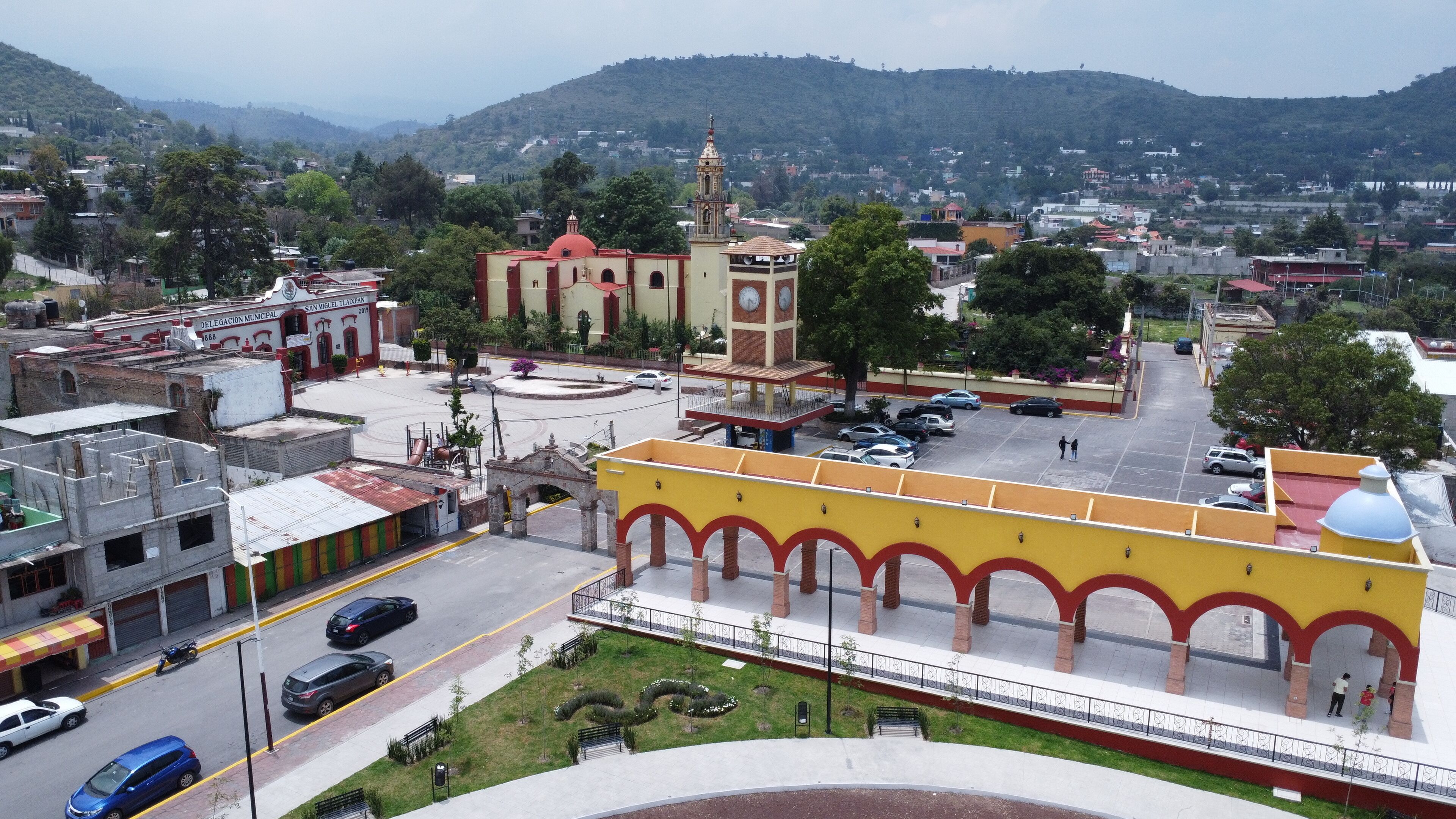 Drone iglesia México Texcoco pueblo mágico   