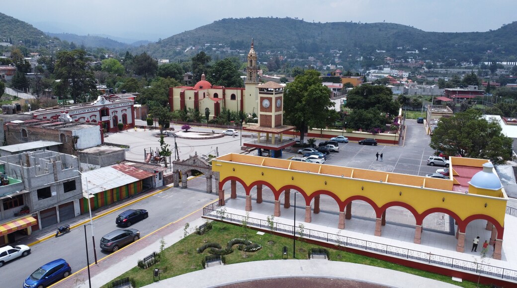 Drone iglesia México Texcoco pueblo mágico
