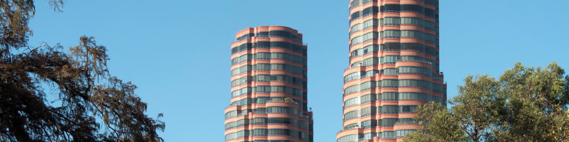 Residential tower block in the fancy quarter Polanco. Seen from Chapultepec Park, Mexico City, Mexico.