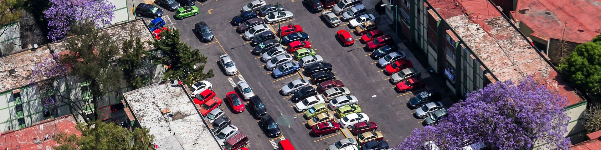 Aerial view of traditional apartment living development in Mexico City