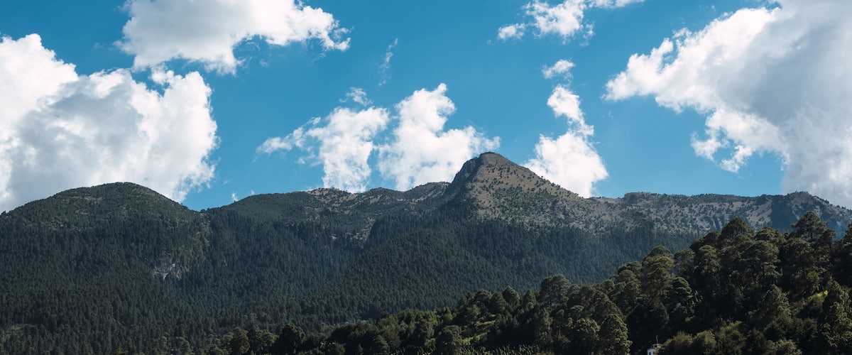 Mountains landscape with cloudy sky. Ajusco, Mexico City