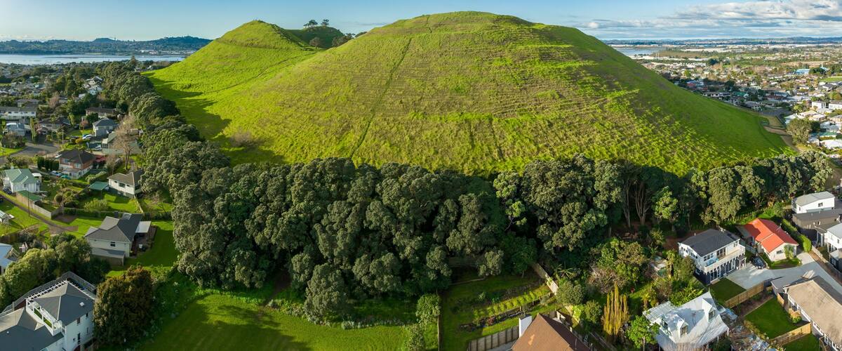 Mangere Mountain volcano in Auckland, Auckland, New Zealand.