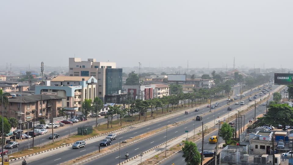Broad highway and streets in Yaba Ikeja Lagos Nigeria