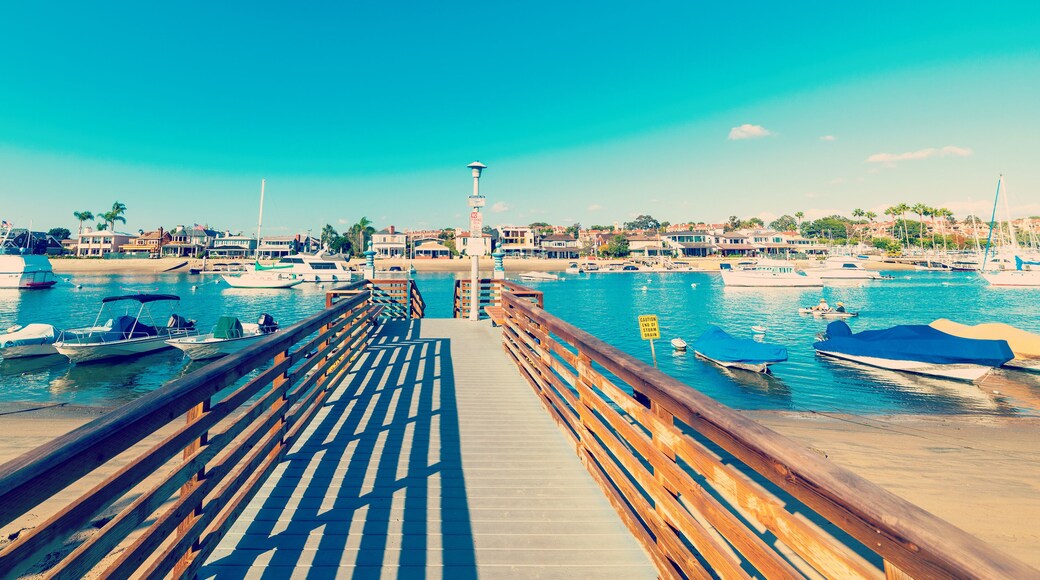 Wooden boardwalk in Balboa island, Newport Beach