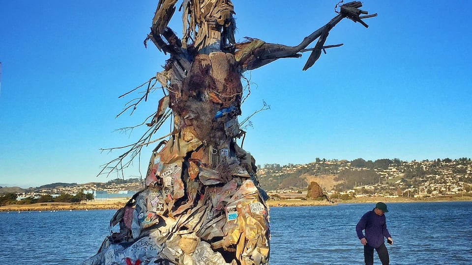 One of the many sculptures made of metal scraps at Albany Bulb.