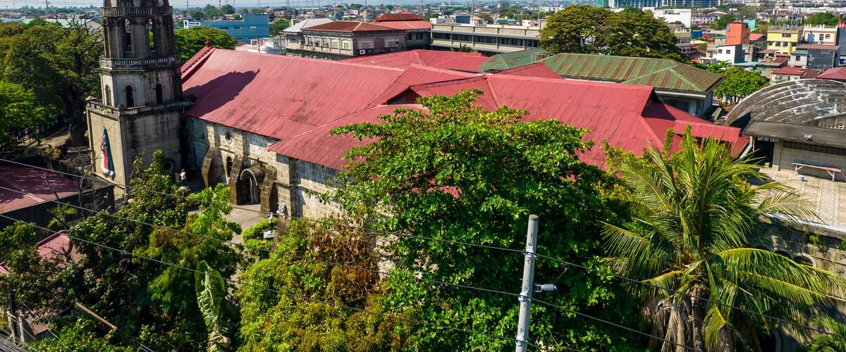 Taguig, Metro Manila, Philippines - Aerial of The Saint Anne Parish Church, also known as Santa Ana Church