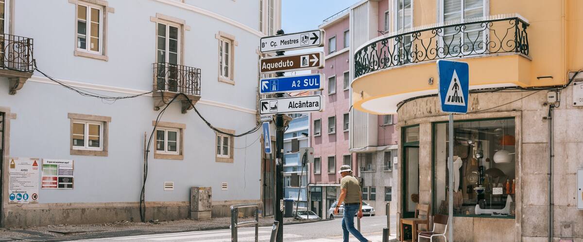 Campolide featuring a city, street scenes and signage