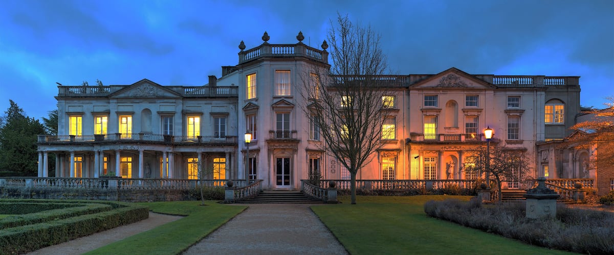 Grove House at dusk, University of Roehampton, London.
