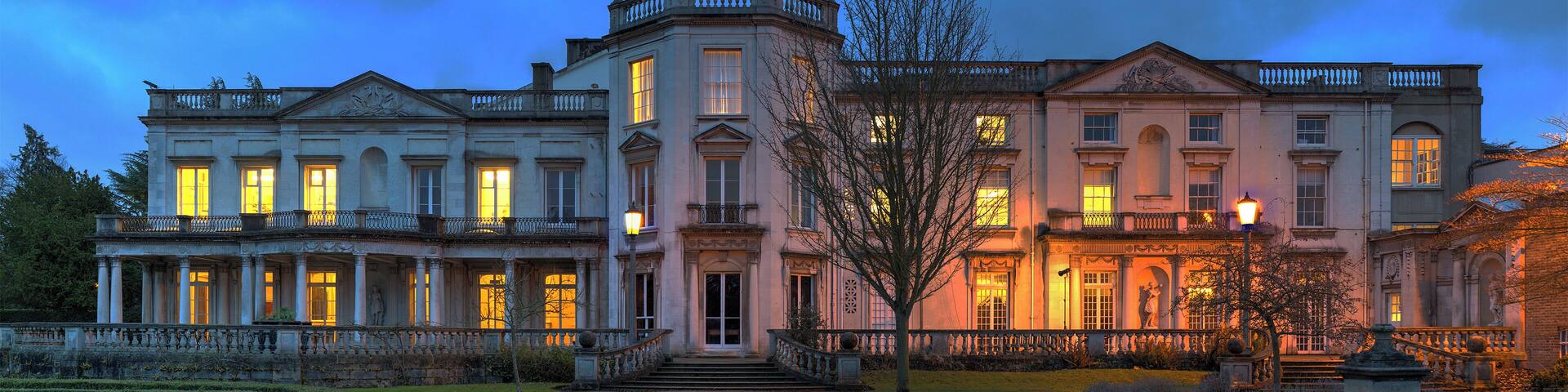 Grove House at dusk, University of Roehampton, London.