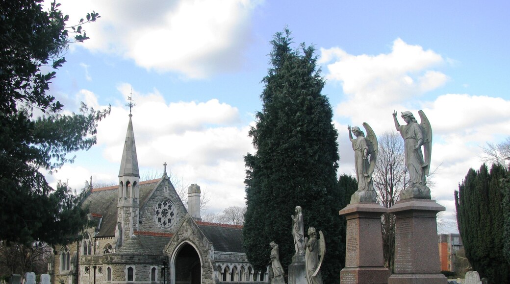 Streatham Cemetery Chapel, inside and to the left of the Main Entrance of the Cemetery on Garratt Lane in South West London. The Scotch Mist Gallery contains photographs of historic buildings, monuments, memorials and people of Poland.