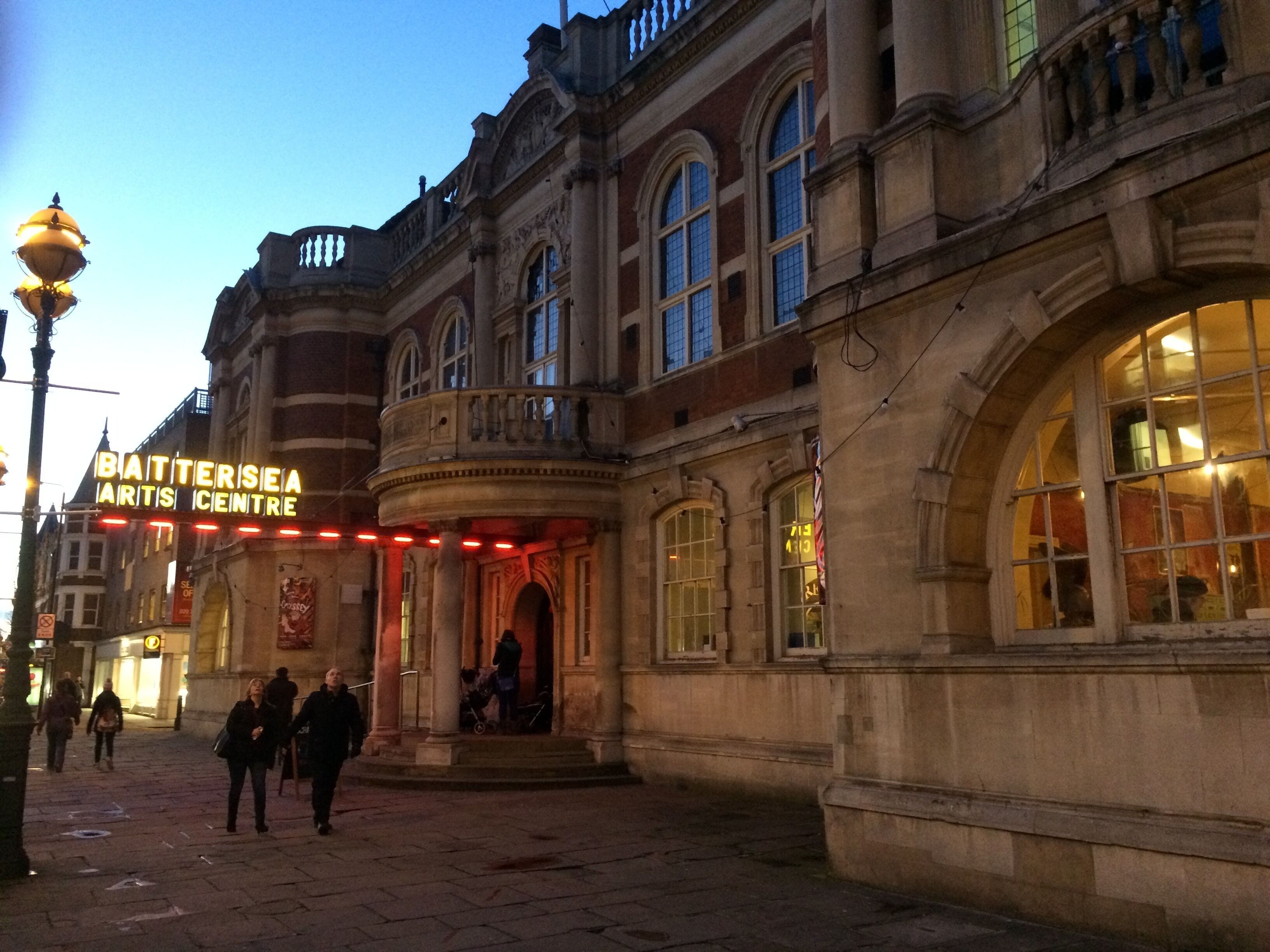 Front entrance to Battersea Arts Centre in London, England in the early evening
