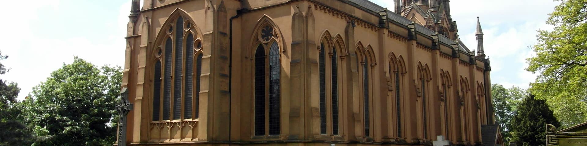 Lee Terrace, Lee. The parish church of Lee, designed by John Brown and completed 1839-41 and re-modelled by James Brooks and completed in 1875.
