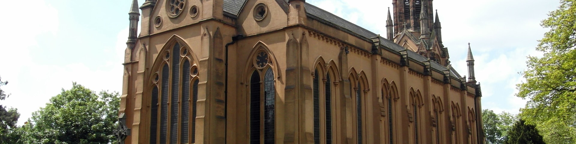 Lee Terrace, Lee. The parish church of Lee, designed by John Brown and completed 1839-41 and re-modelled by James Brooks and completed in 1875.