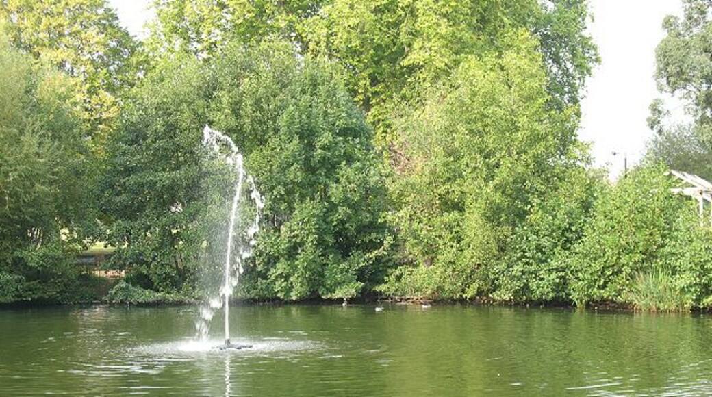 Oscillating fountain in Manor House Park This fountain uses a simple oscillating base to produce patterns of cascading water.