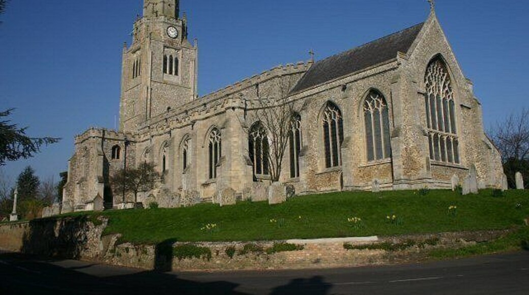 Sutton Church St Andrew's church is one of the largest in the Fens. It has an unusual octagonal lantern tower, topped wedding cake-style by a second octagonal tower and a small spire.