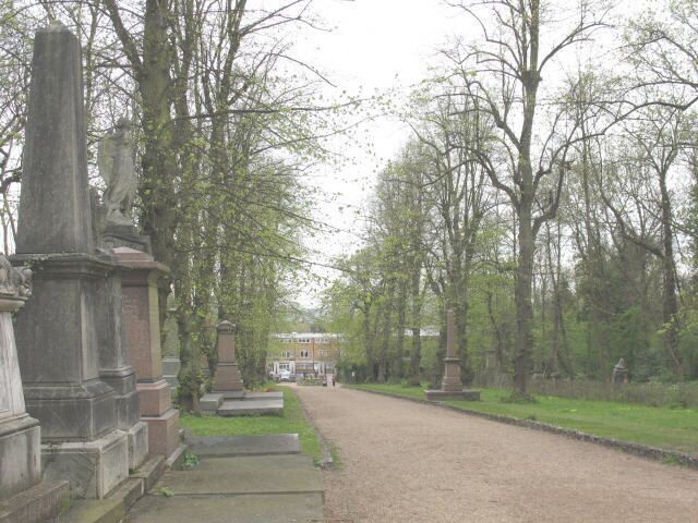 Nunhead cemetery, main drive. The approach to the chapel 779325 is lined with lime (linden) trees which gave Linden Grove (the road outside the main gates) its name.
