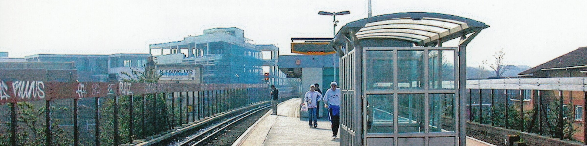 Queen's Road, Peckham station. View SW, ex-LB&SCR towards Peckham Rye, then by South London Line via Denmark Hill and Clapham to Victoria and by Sutton line from London Bridge via Tulse Hill and Mitcham Junction