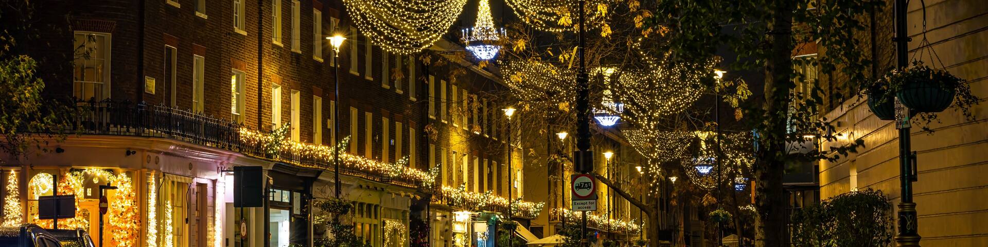 Elizabeth street in London's Belgravia decorated for Christmas