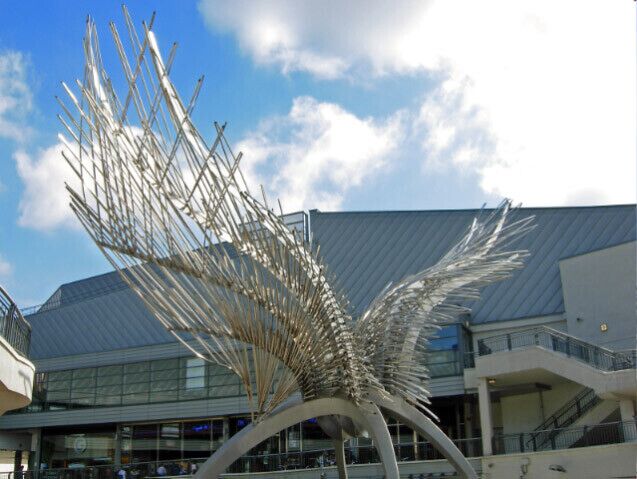 Angel Wings, Islington This unusual but impressive sculpture stands outside the Liverpool Road entrance to the N1 shopping centre, above a florist's kiosk. It was designed by Wolfgang Buttress and Fiona Heron, inspired by its proximity to The Angel.