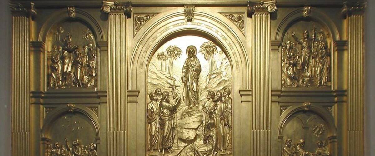 St John at Hackney, Lower Clapton Road, London E8 - Reredos, near to Hackney, Great Britain.