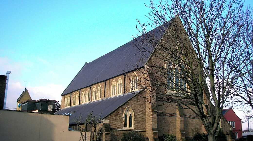 The former parish church of St Augustine, Yorkton Road, Haggerston, London EC2, seen from the southeast