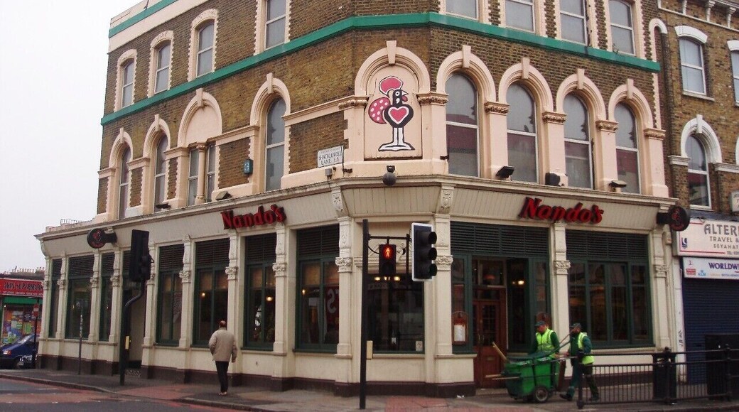 Was open into the millennium as a pub, but this building is now a Nando's. Address: 148 Kingsland High Street. Former Name(s): Father Ted's; The Castle. Owner: Nando's; Courage (former). Links: London Eating Dead Pubs (history)