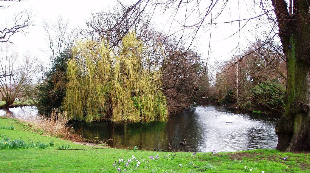 Lovely park by the River Lea or Lee, with wonderful views across the Walthamstow Marshes. Photo taken March 2008. (View of cafe.) Owner: London Borough of Hackney (website).