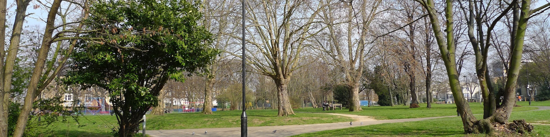 A strip of small grassy areas stretching up Brixton Road towards Kennington, named (for no obvious reason) for a renowned jazz dummer. Photo taken March 2009. Owner: London Borough of Lambeth.
