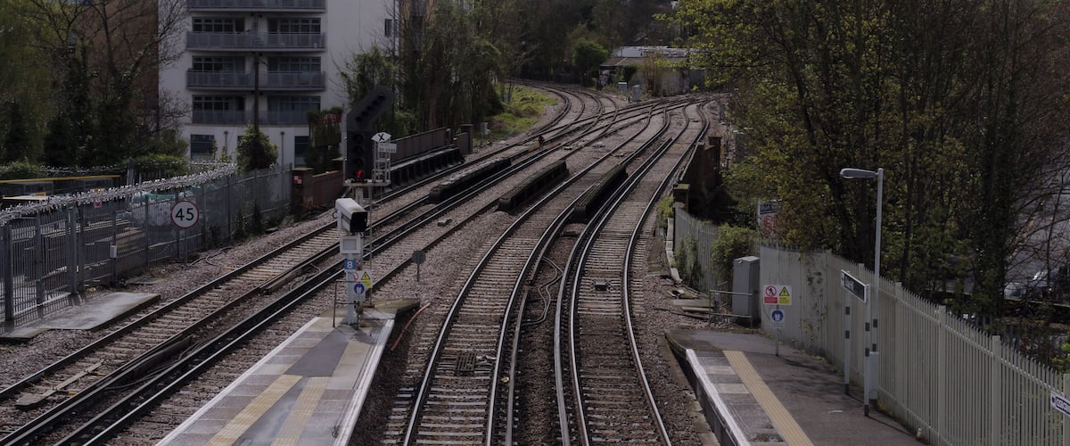 Looking south from the footbridge at Tulse Hill railway station.