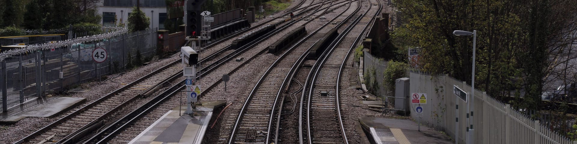 Looking south from the footbridge at Tulse Hill railway station.