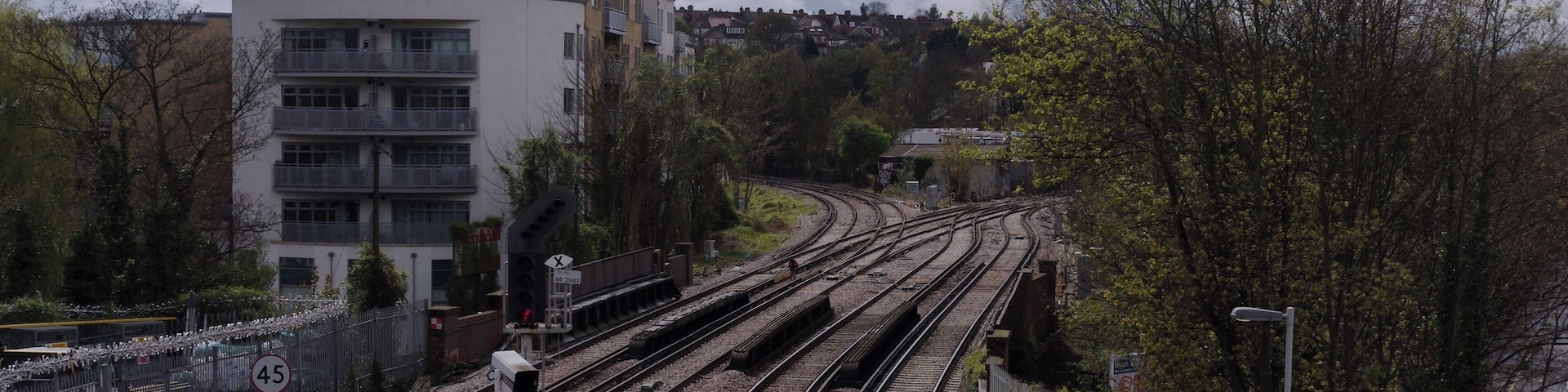 Looking south from the footbridge at Tulse Hill railway station.