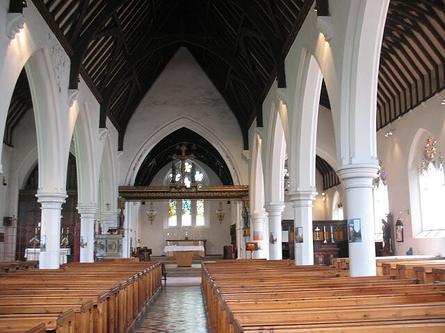 Inside Christ Church, Union Road, Clapham, London SW8, looking northeast to the chancel
