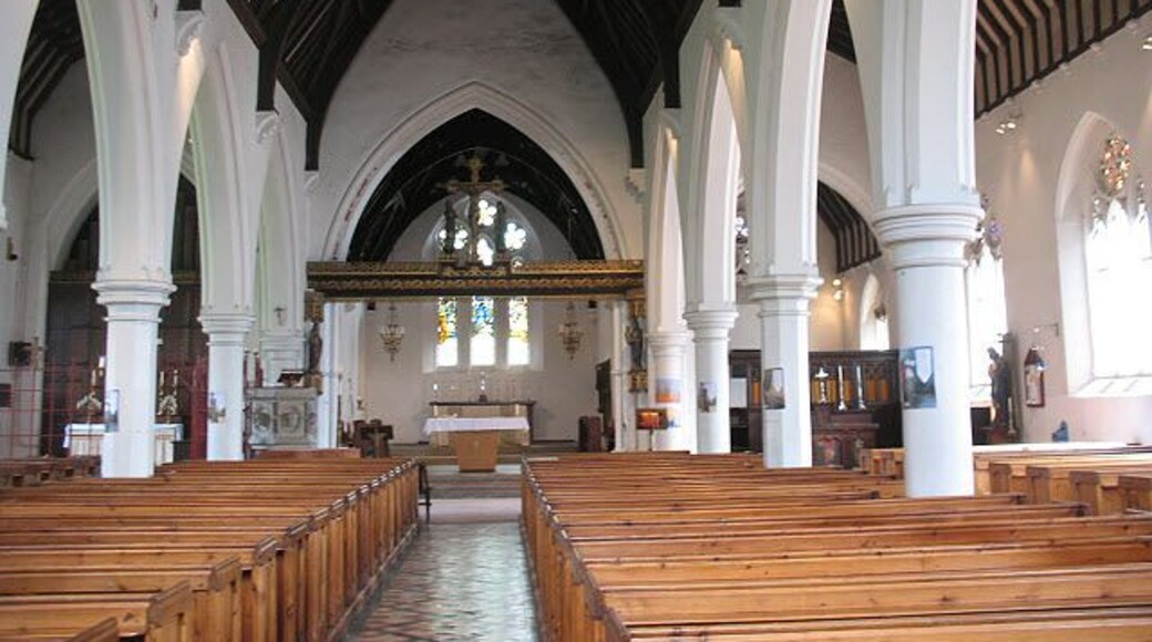 Inside Christ Church, Union Road, Clapham, London SW8, looking northeast to the chancel