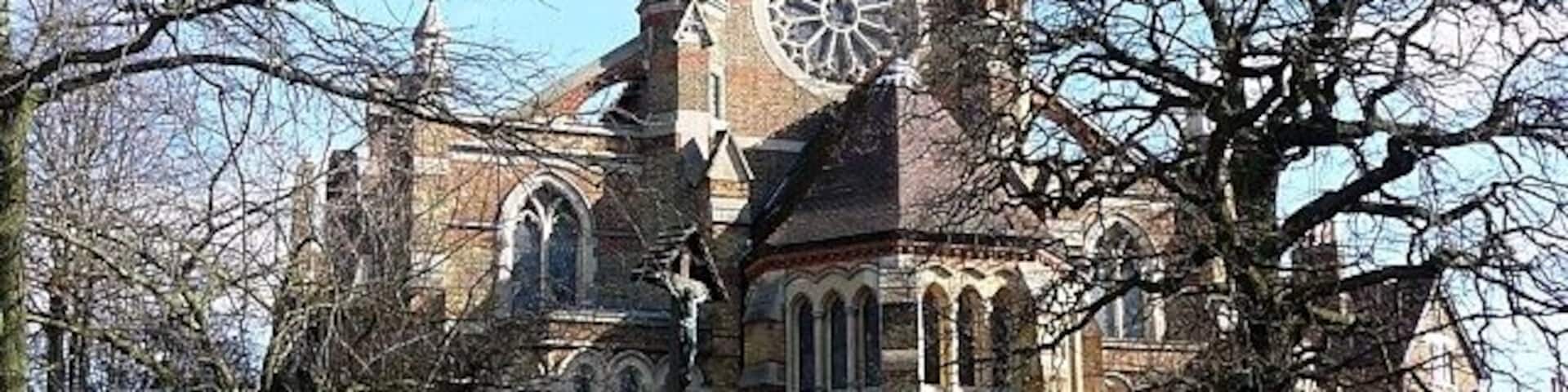 St Peter's parish church, Leigham Court Road, Streatham, London SW16, seen from the west. Designed by RW Drew and built in 1870–71.