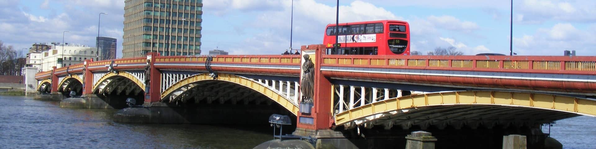 Vauxhall Bridge London Picture take from the Thames path on the south of the river. the bridge is a Grade 2 listed building, (listed in 2008, it was opened in 1906 having replaced an earlier one. The bridge carries the A202 across the river.