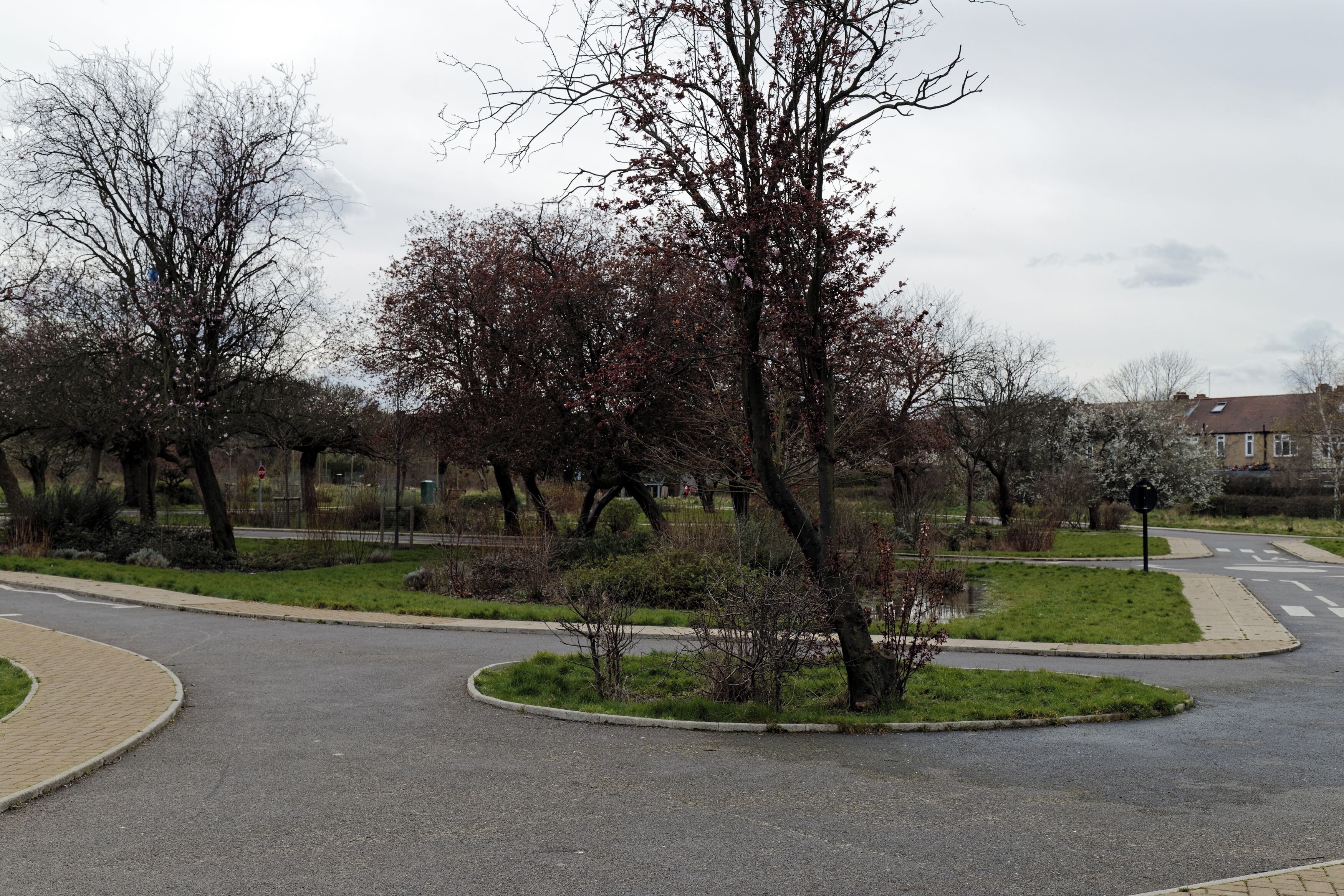 The 'Model Traffic Area', a scaled-down road network for children opened in 1938 at Lordship Recreation Ground, Tottenham, London Borough of Haringey, England. British Pathé film of the Model Traffic Area: [1] Camera: Canon EOS 6D with Canon EF 24-105mm F4L IS USM lens. Software: large RAW file lens-corrected, optimized and downsized with DxO OpticsPro 10 Elite, Viewpoint 2, and Adobe Photoshop CS2.