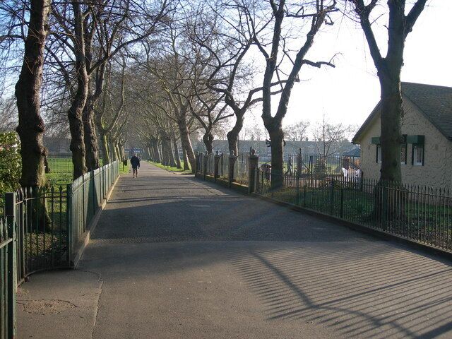 Path Through Central Park, East Ham Picture taken at Bartle Avenue entrance, looking towards Rancliffe Road entrance.