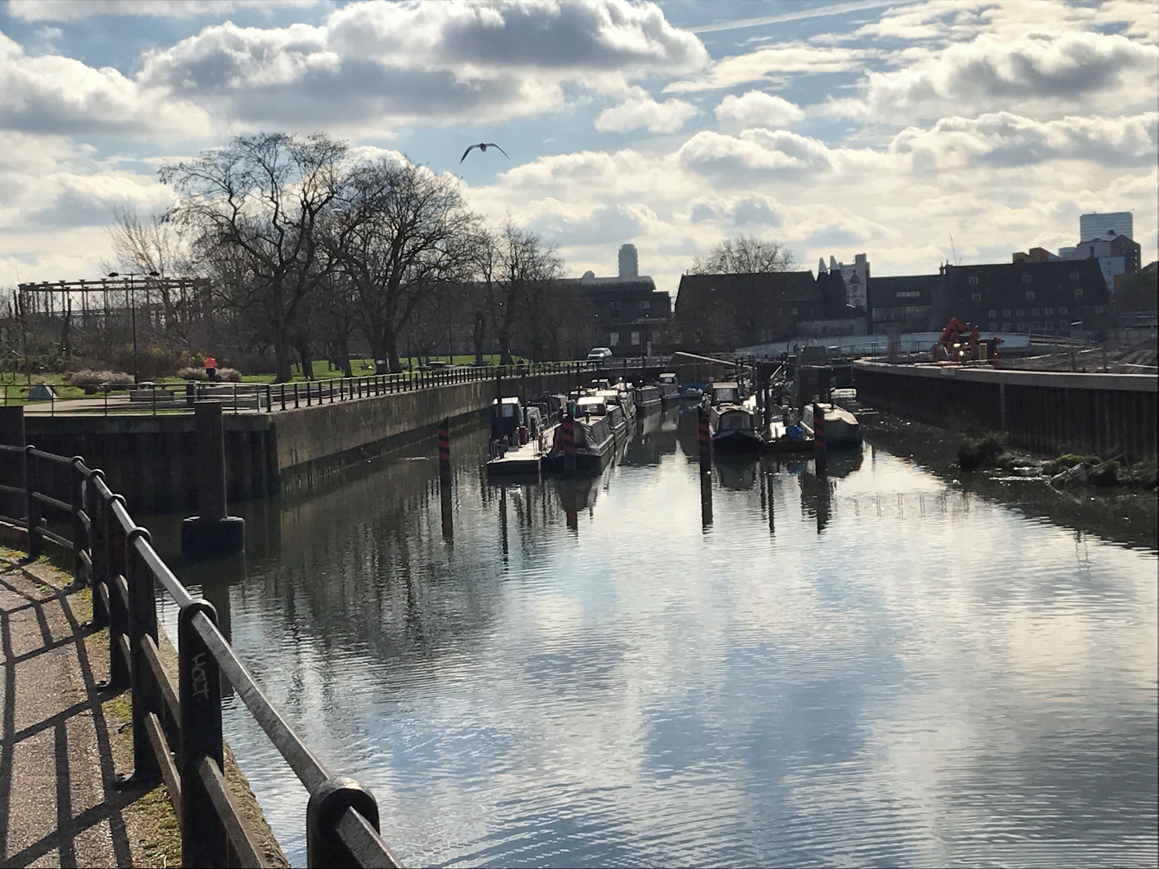 Canal moorings at Three Mills at the development off Sugar House Lane being regenerated by Vastint UK