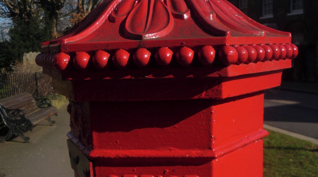Penfold postbox, Church Lane, Walthamstow, London E17 Detail of upper section of a Penfold postbox, Church Lane, Walthamstow, London E17. For more on John Wornham Penfold and his pillar box visit http://postalheritage.wordpress.com/2009/07/24/john-wornham-penfold-and-his-pillar-box/