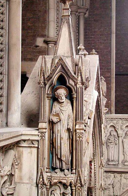 St Augustine's Church, Kilburn Park Road, London NW6 - Detail of reredos, near to Paddington, Westminster, Great Britain.