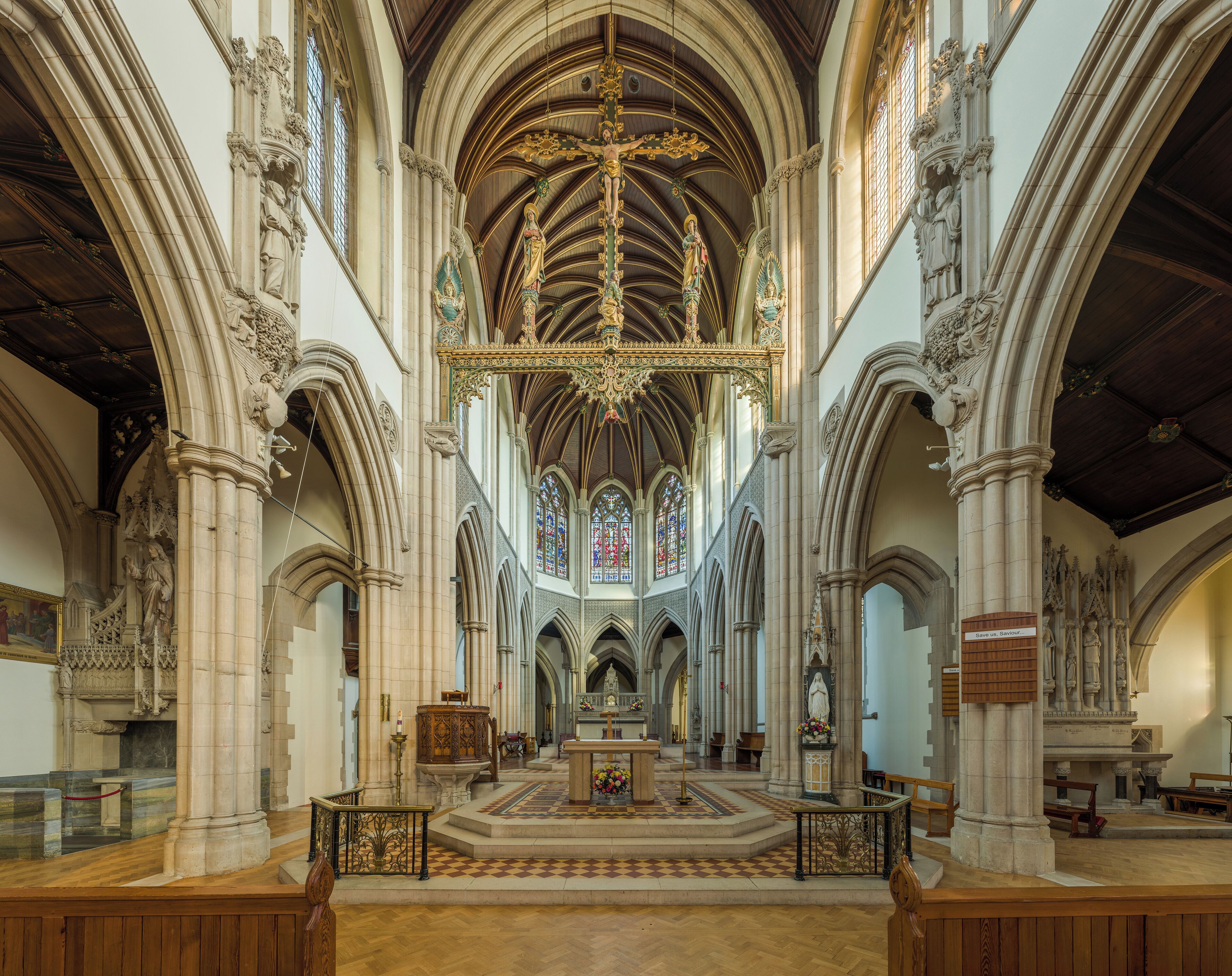 The sanctuary of Sacred Heart RC Church, Wimbledon, London.