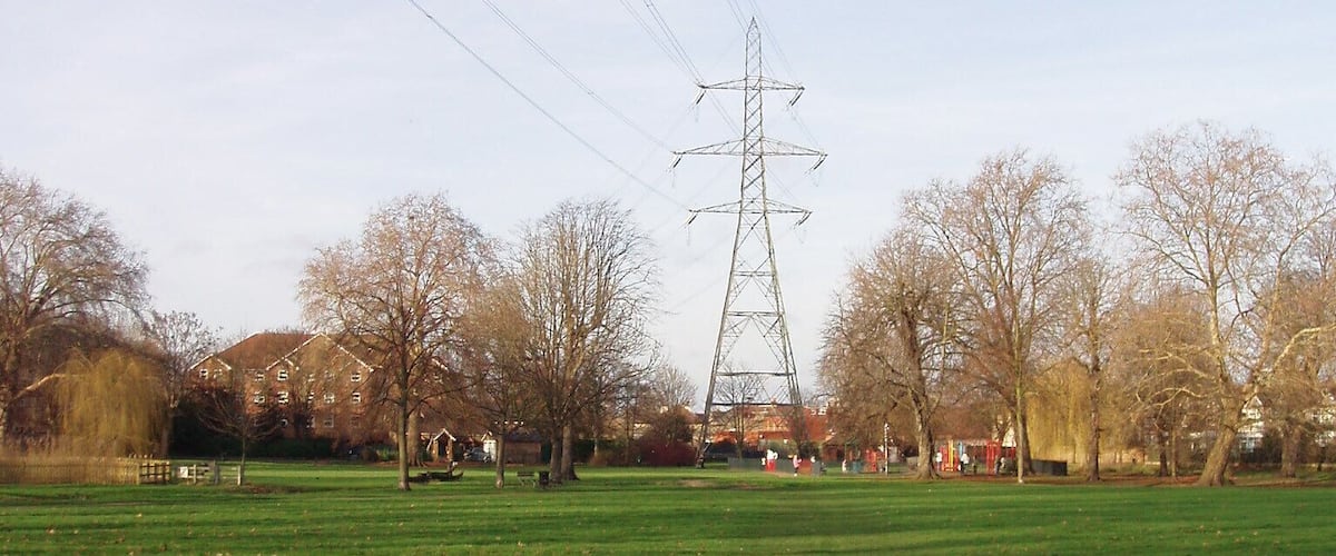 Small park near Colliers Wood station, with the River Wandle running through it. Photo taken January 2008. Owner: London Borough of Merton.