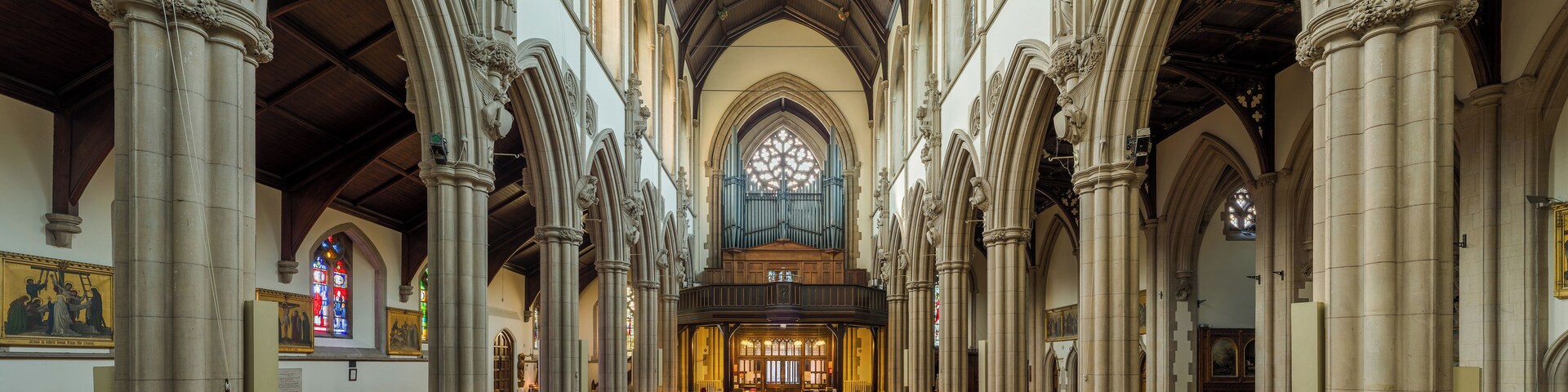 The interior of Sacred Heart RC Church, Wimbledon, London.